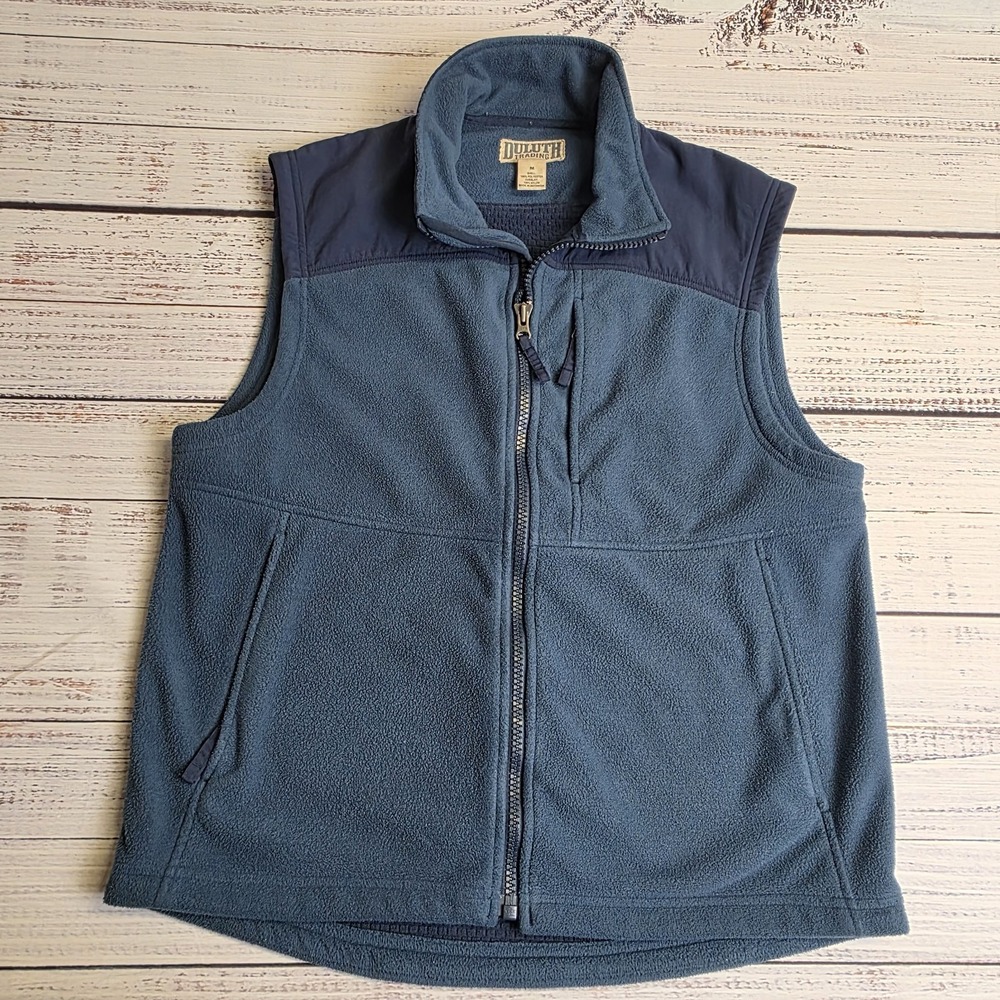 Duluth Trading‎ Shoreman's Fleece Gridlock Vest Full Zip Navy Blue Men's Medium
